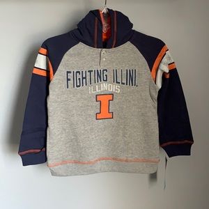 NWT!Illinois Long Sleeve Grey Hoodie